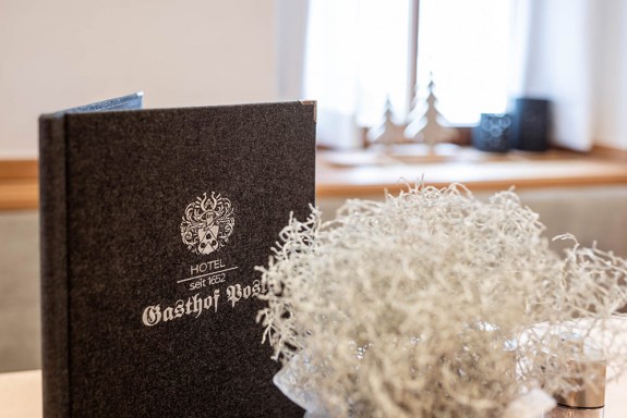 Speise- und Getr&auml;nkekarte im Hotel Gasthof Post in Sankt Martin